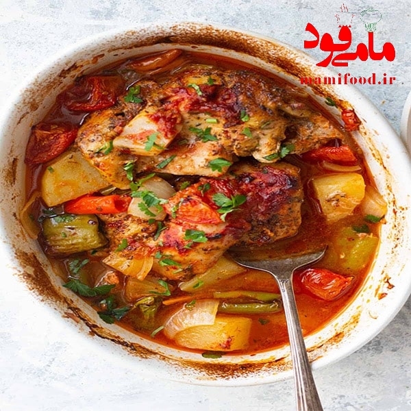 مرغ  و سبزیجات به سبک ترکی